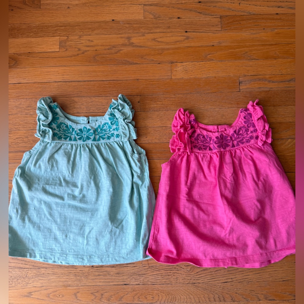 NWOT Tea Collection Set of 2 Sleeveless Tees-Pink and Turquoise